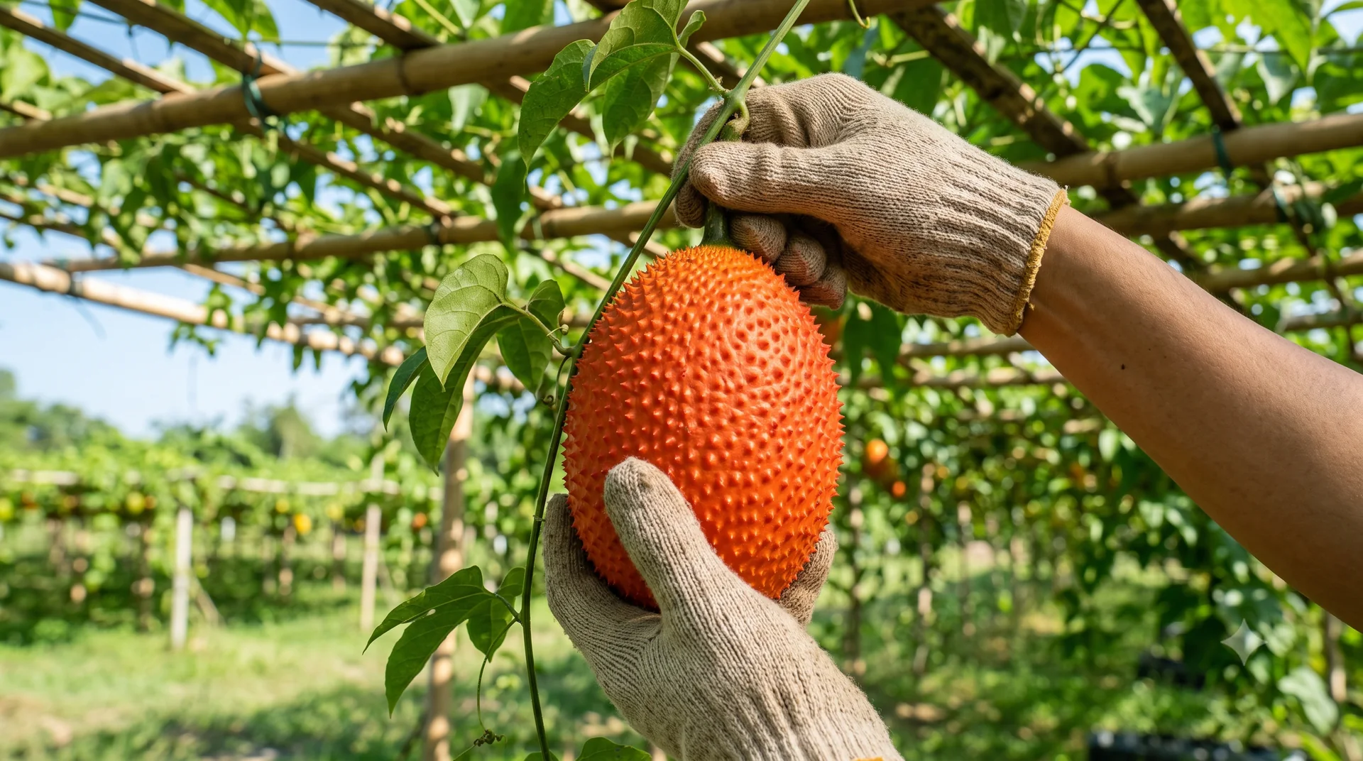 Tay cầm gấc tươi Tây Ninh chín đỏ